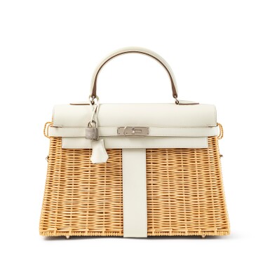 View full screen - View 1 of Lot 613. Limited Edition Mushroom Swift and Osier Wicker Picnic Kelly 35 Palladium Hardware, 2022.