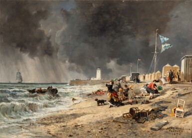 View full screen - View 1 of Lot 148. Gust of Wind at Le Tréport.