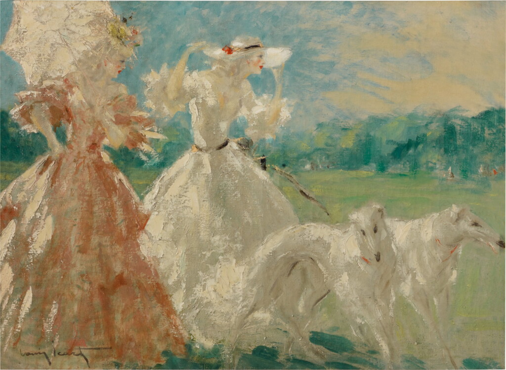 View full screen - View 1 of Lot 160. Deux femmes avec un chien.