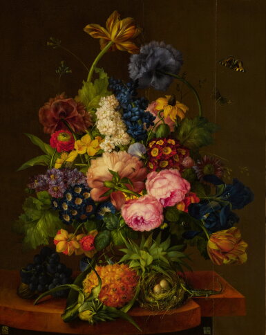 View full screen - View 1 of Lot 212. Flowers and Pineapple on an Entablature.