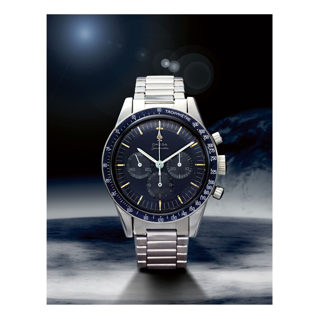 View full screen - View 1 of Lot 24. OMEGA | SPEEDMASTER REF 105.003-65 'SOFT GRAY DIAL', A STAINLESS STEEL CHRONOGRAPH WRISTWATCH WITH BRACELET, MADE IN 1967.