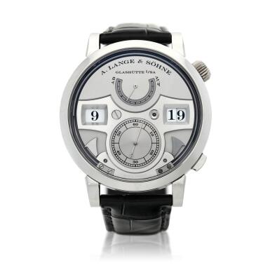 View full screen - View 1 of Lot 66. Reference 145.025 Zeitwerk Striking Time, A limited edition platinum quarter and hour striking wristwatch with digital time display, power reserve and hack feature, Circa 2018.