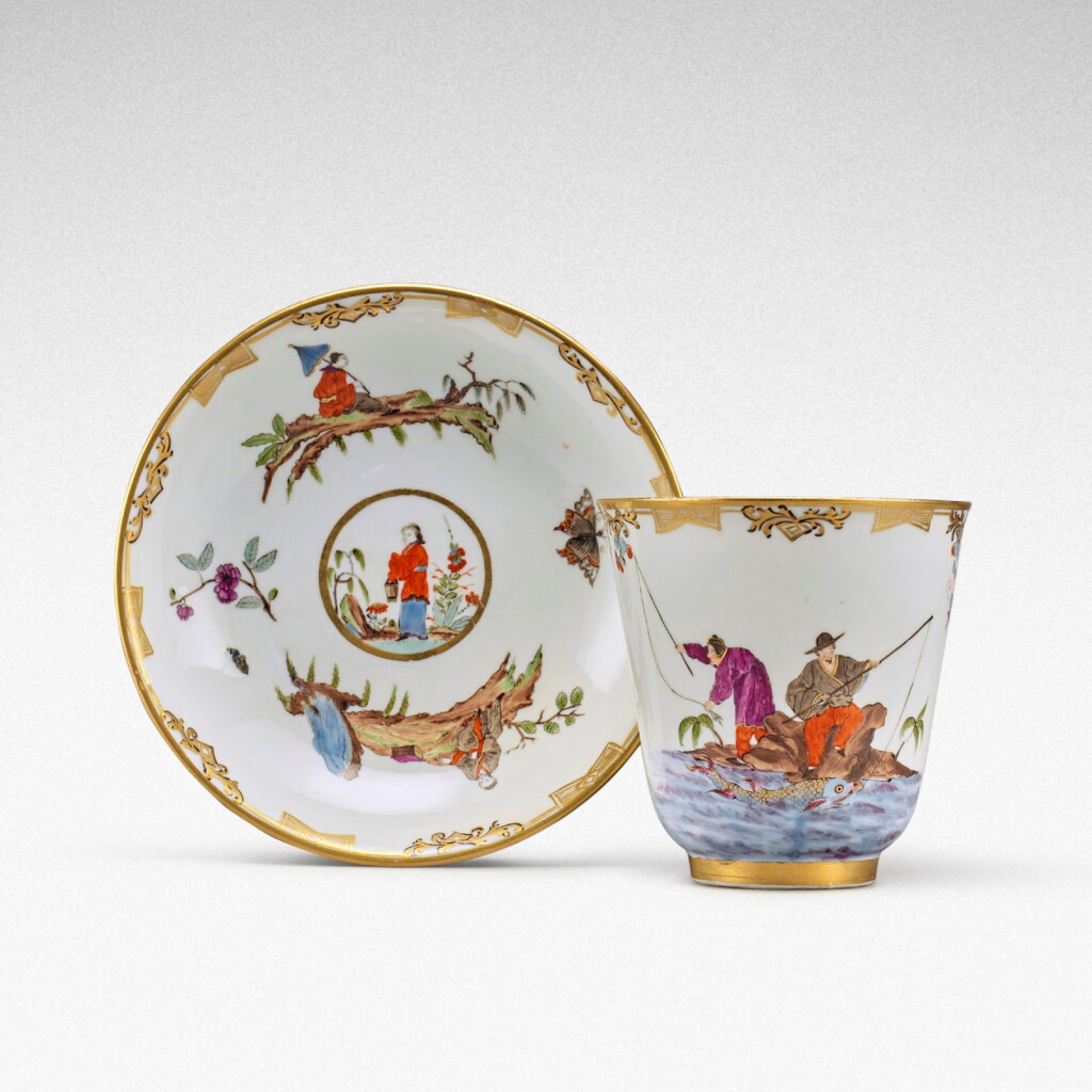 View full screen - View 1 of Lot 91. A Meissen armorial beaker and saucer, Circa 1735.