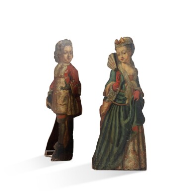 View full screen - View 1 of Lot 73. A pair of English polychrome painted dummy boards, 19th century | Paire d'ombres peintes polychromes, Angleterre, XIXe siècle.