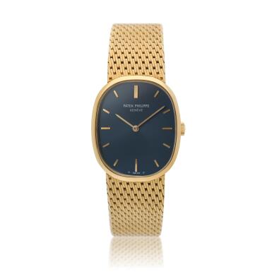 View full screen - View 1 of Lot 106. Reference 3546 Ellipse A yellow gold oval wristwatch with bracelet, Circa 1980 .