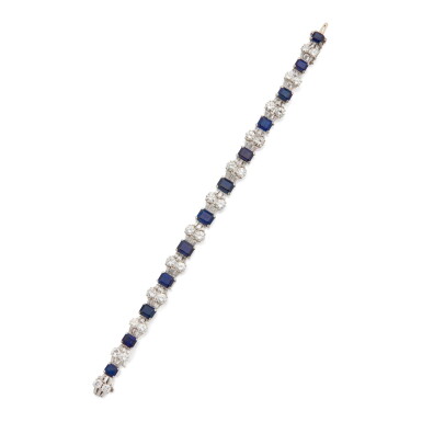 View full screen - View 1 of Lot 218. SAPPHIRE AND DIAMOND BRACELET.