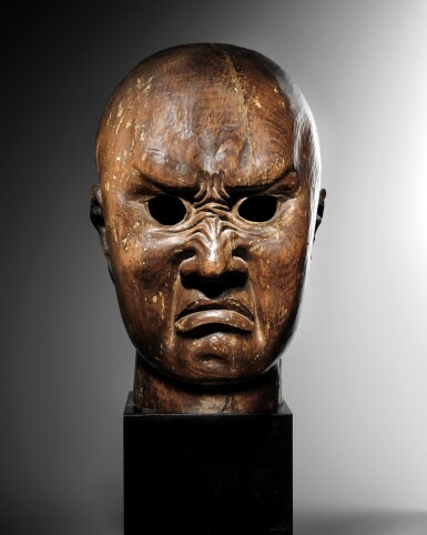 View full screen - View 1 of Lot 48. A wood head of a guardian, Japan, Edo period.