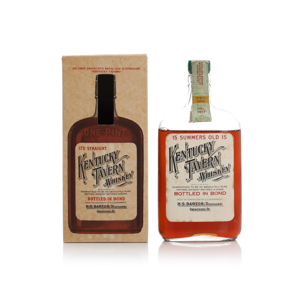 View full screen - View 1 of Lot 238. Kentucky Tavern 15 Year Old 100 Proof 1917 (1 BT Pint).