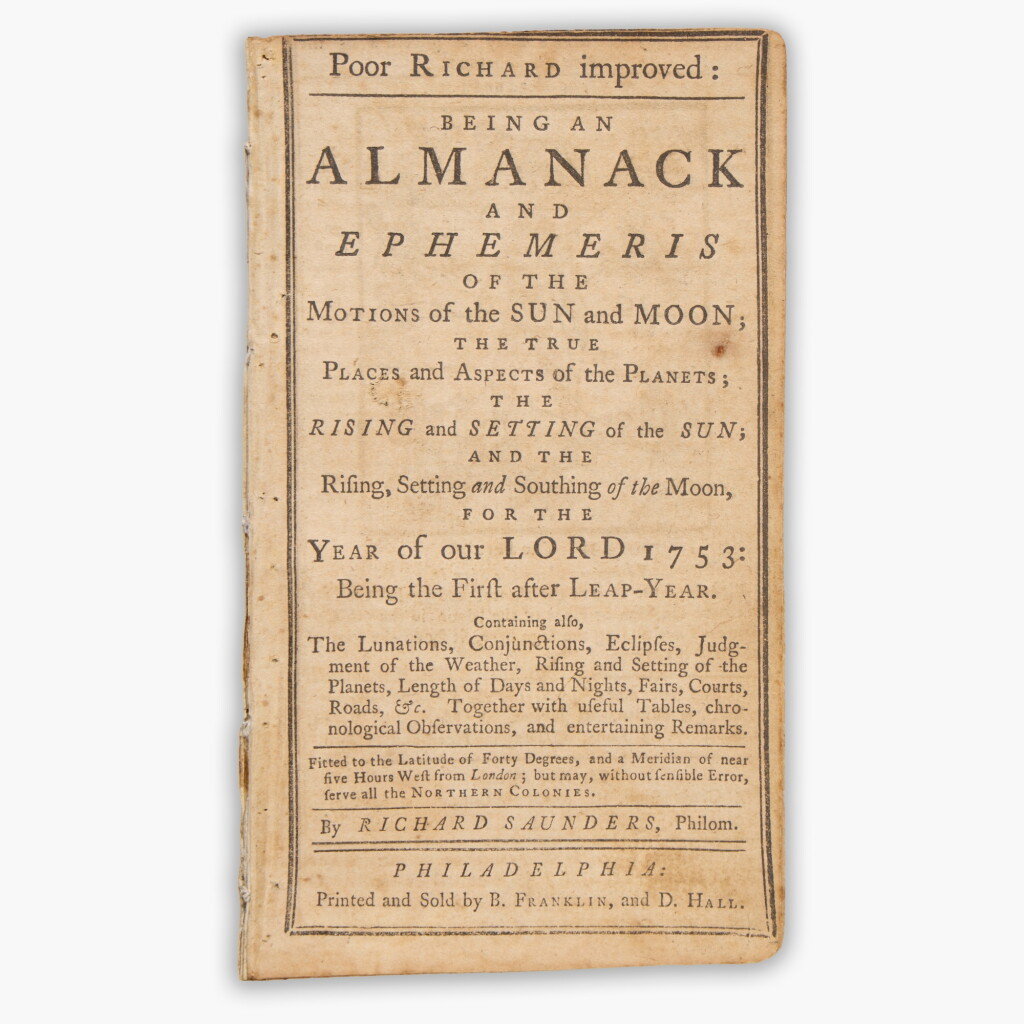View full screen - View 1 of Lot 63. Benjamin Franklin | Poor Richard … for the Year 1753.