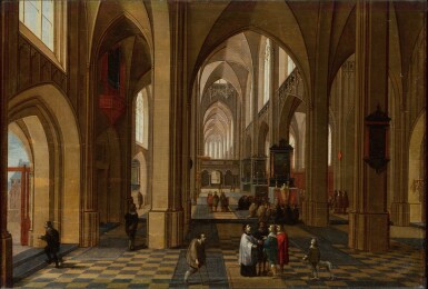 View full screen - View 1 of Lot 169. Interior of a Gothic cathedral.