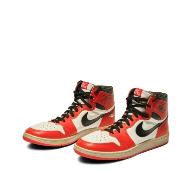 View full screen - View 1 of Lot 11. Michael Jordan Signed 1985 'Player Sample' Air Jordan 1s | Sizes 13, 13.5.