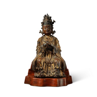 View full screen - View 1 of Lot 192. A gilt-lacquered figure of Bixia Yuanjun, Ming dynasty.