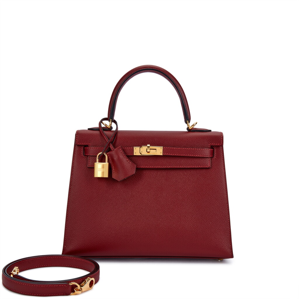 View full screen - View 1 of Lot 6187. Rouge H Epsom Kelly 25 Sellier Gold Hardware, 2021.