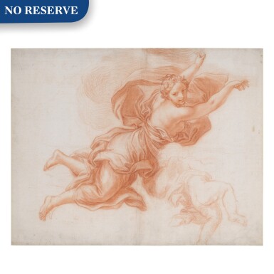 View full screen - View 1 of Lot 135. Study of an angel in flight and a putto.