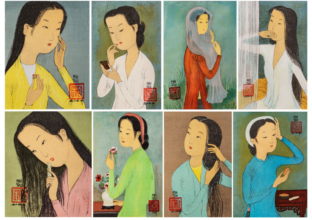 View full screen - View 1 of Lot 23. Mai Trung Thu (1906-1980), Poème sur soie (Poem on silk) | 梅忠恕 (1906-1980), Poème sur soie.