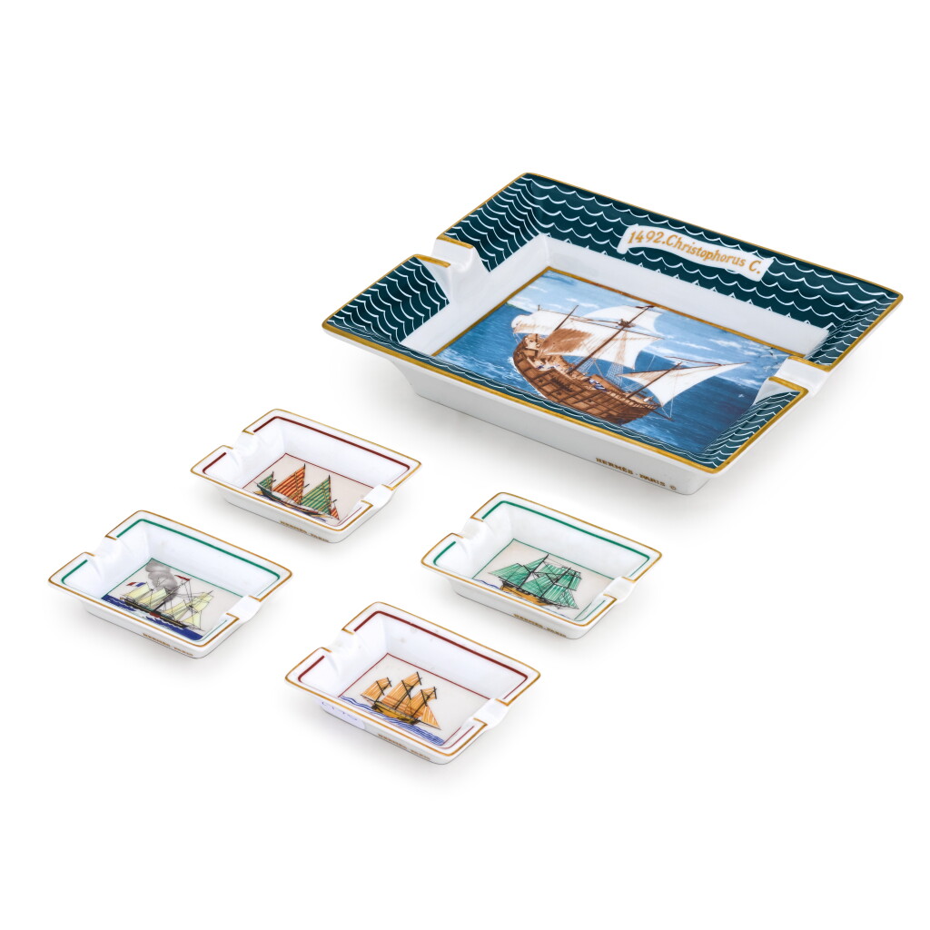 View full screen - View 1 of Lot 137. Five Hermes rectangular ashtrays.