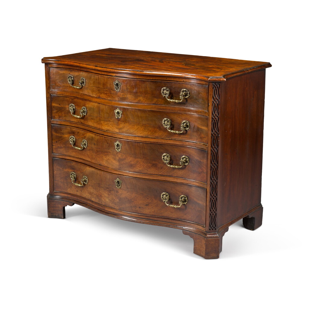 View full screen - View 1 of Lot 61. A George III mahogany serpentine dressing chest, circa 1770.