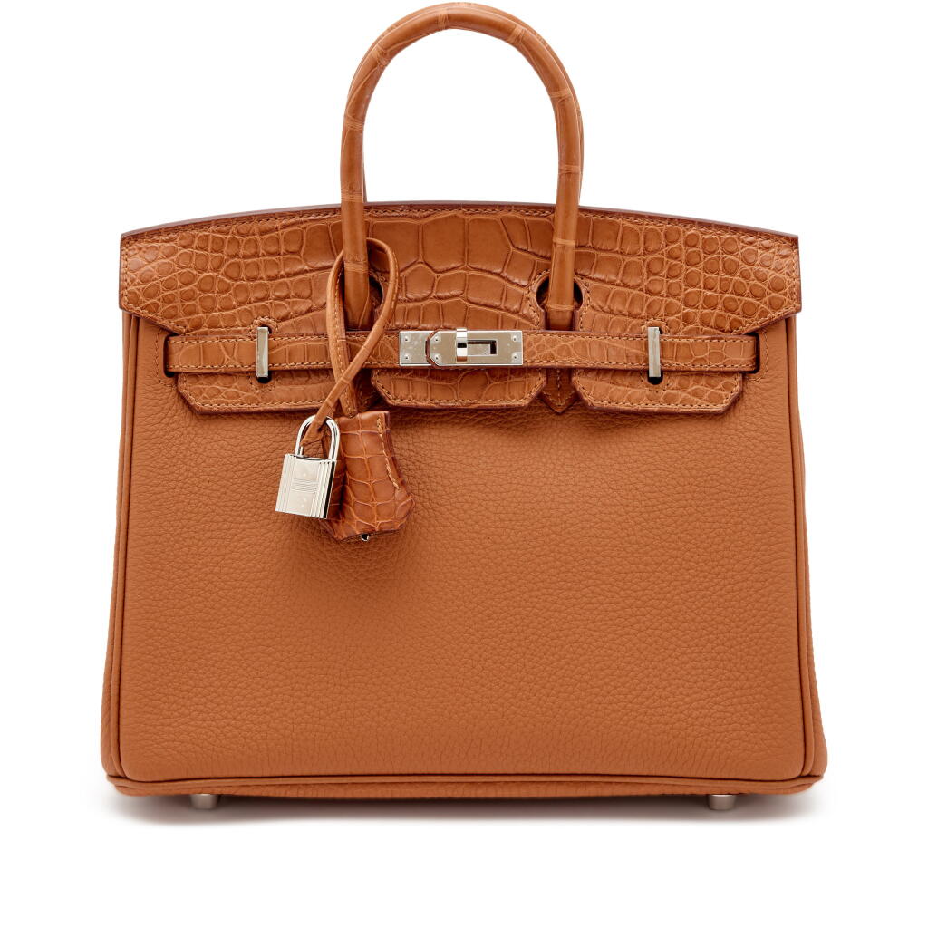 View full screen - View 1 of Lot 20. Limited Edition Gold Togo and Matte Alligator Touch Birkin 25 Palladium Hardware, 2020.