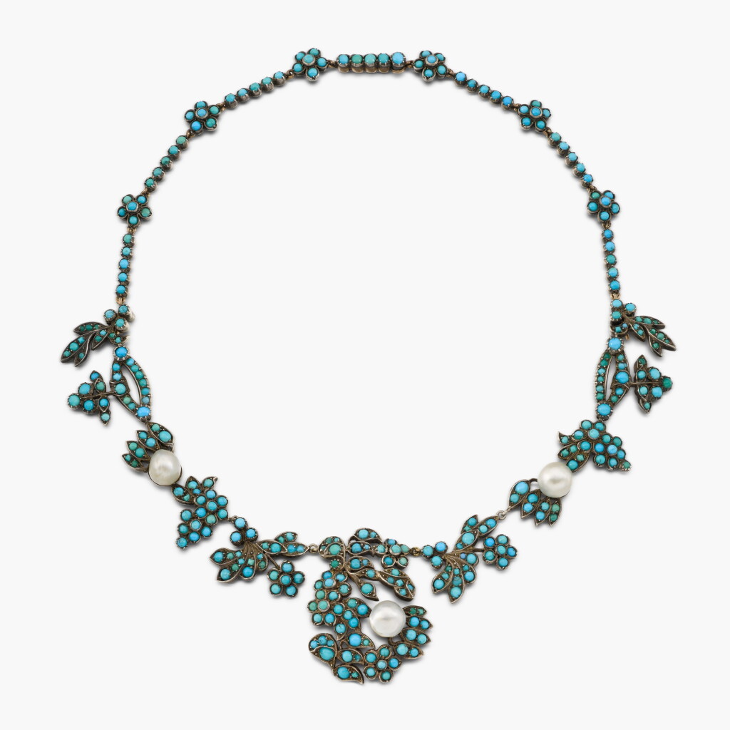 View full screen - View 1 of Lot 86. Turquoise and Pearl Tiara/Necklace .