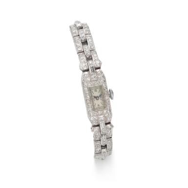 View full screen - View 1 of Lot 161. LADY'S DIAMOND WRISTWATCH.
