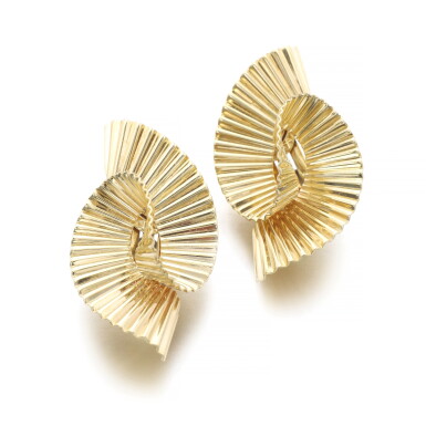 View full screen - View 1 of Lot 1178. Pair of gold ear clips.