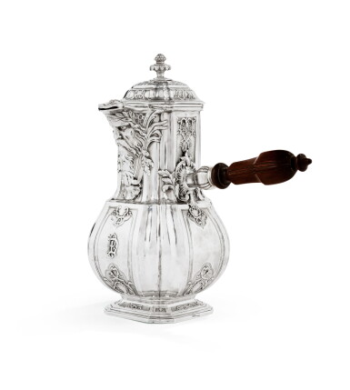 View full screen - View 1 of Lot 246. A Regence-style silver chocolate-pot, Henri Laigniez, Paris, circa 1900 | Chocolatière en argent de style Régence par Henri Laigniez, Paris, vers 1900.