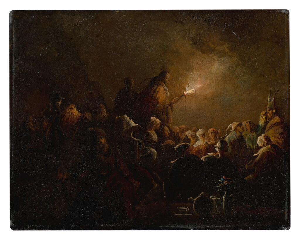 View full screen - View 1 of Lot 342. A nighttime scene with witchcraft, lit by torchlight.