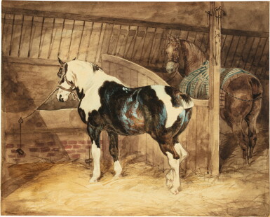 View full screen - View 1 of Lot 178. Two horses in a stable.