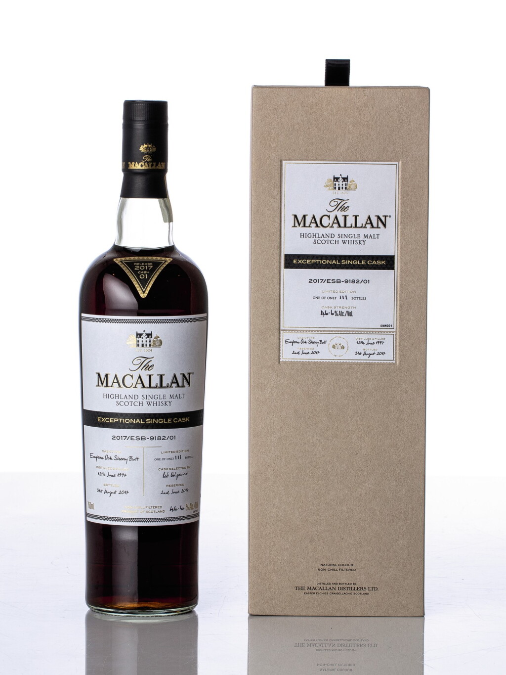 View full screen - View 1 of Lot 5514. The Macallan Exceptional Single Cask 2017/ESB-9182/01 46.6 abv 1997 (1 BT75).