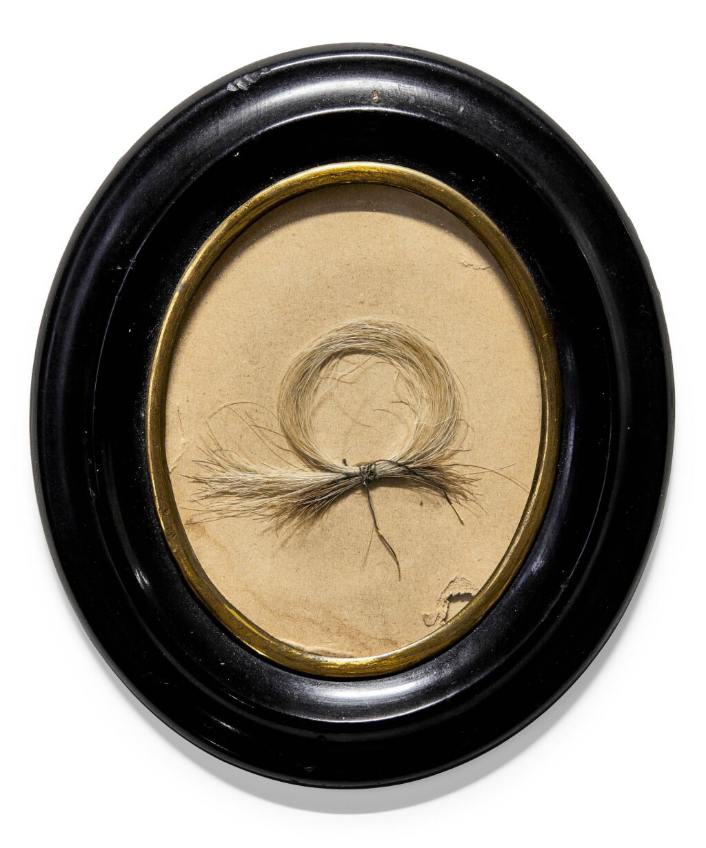 View full screen - View 1 of Lot 40. L. van Beethoven. A lock of the composer's grey hair given by him to Anton Halm in 1826, in a C19 frame.