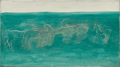 View full screen - View 1 of Lot 142. Sanyu 常玉 | Five Horses in a Green Landscape 草原五馬.