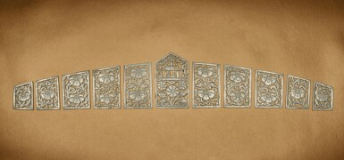 View full screen - View 1 of Lot 124. A set of eleven reticulated jade 'floral' belt plaques, Liao dynasty .