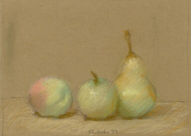View full screen - View 1 of Lot 201. Green Apple, Peach and Pear.
