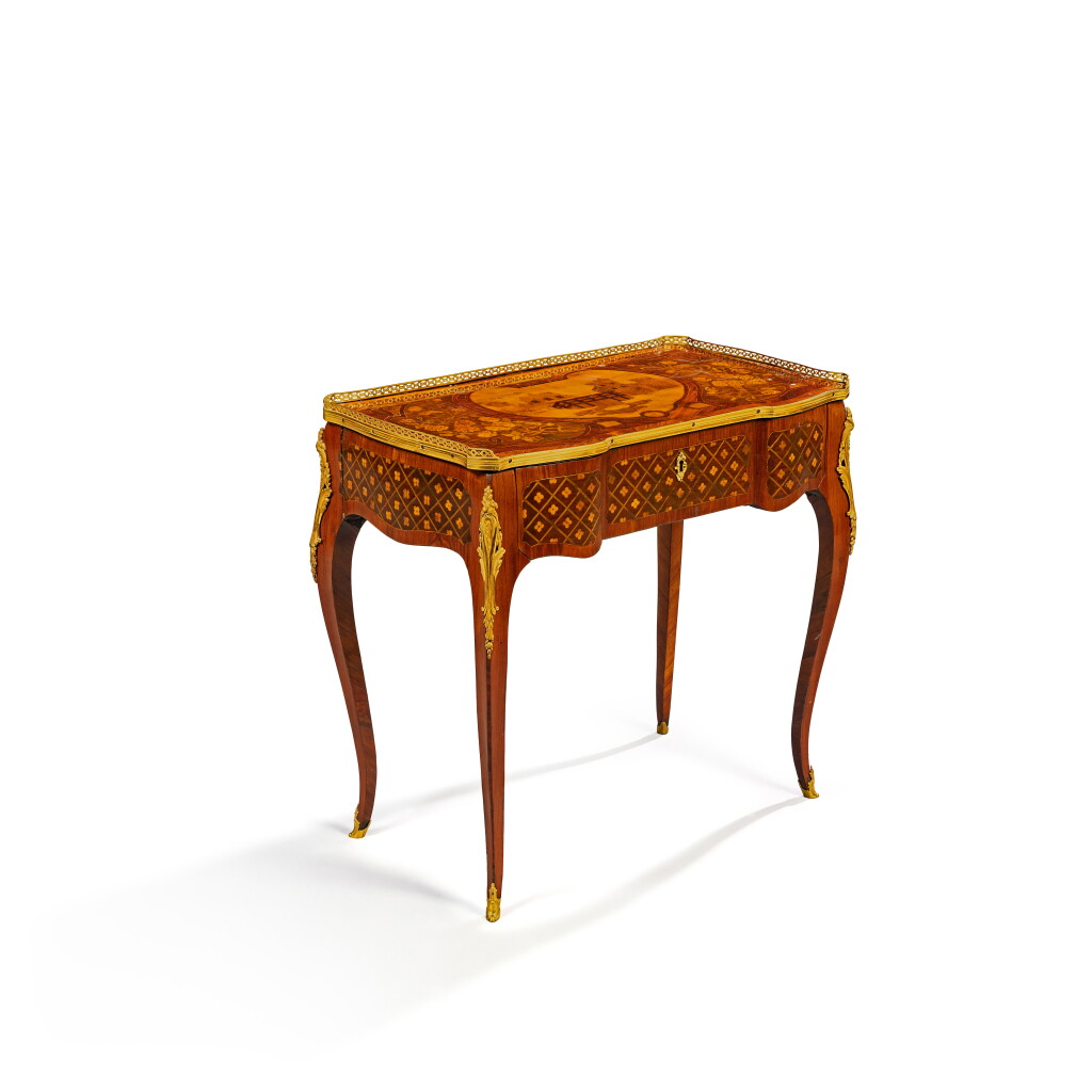 View full screen - View 1 of Lot 296. A Louis XV gilt-bronze mounted tulipwood, satiné and amaranth marquetry coiffeuse, circa 1760.
