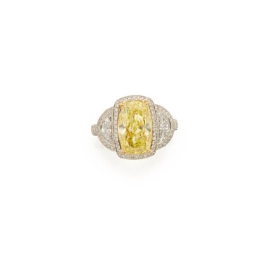 View full screen - View 1 of Lot 409. JB Star | Fancy Intense Yellow Diamond and Diamond Ring.