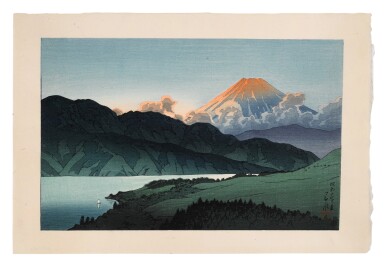 View full screen - View 1 of Lot 114. Kawase Hasui (1883-1957) | A Nocturnal Fuji, Lake Ashino (Ashinoko no yu Fuji) | Showa period, 20th century.