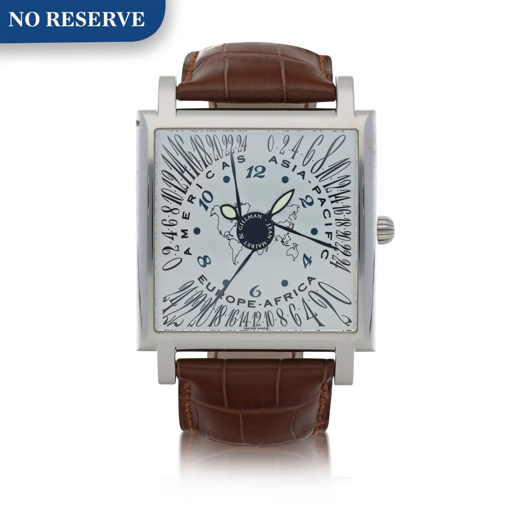 View full screen - View 1 of Lot 68. CONTINENTES LIMITED EDITION STAINLESS STEEL TRIPLE TIME ZONE WRISTWATCH WITH MOTHER-OF-PEARL DIAL CIRCA 2005.