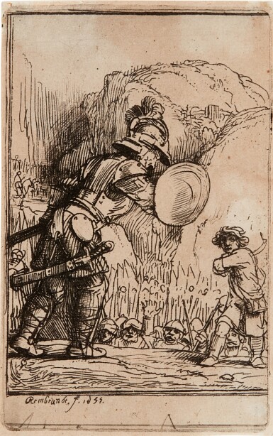 View full screen - View 1 of Lot 537. David and Goliath (B., Holl. 36; New Holl. 288c).