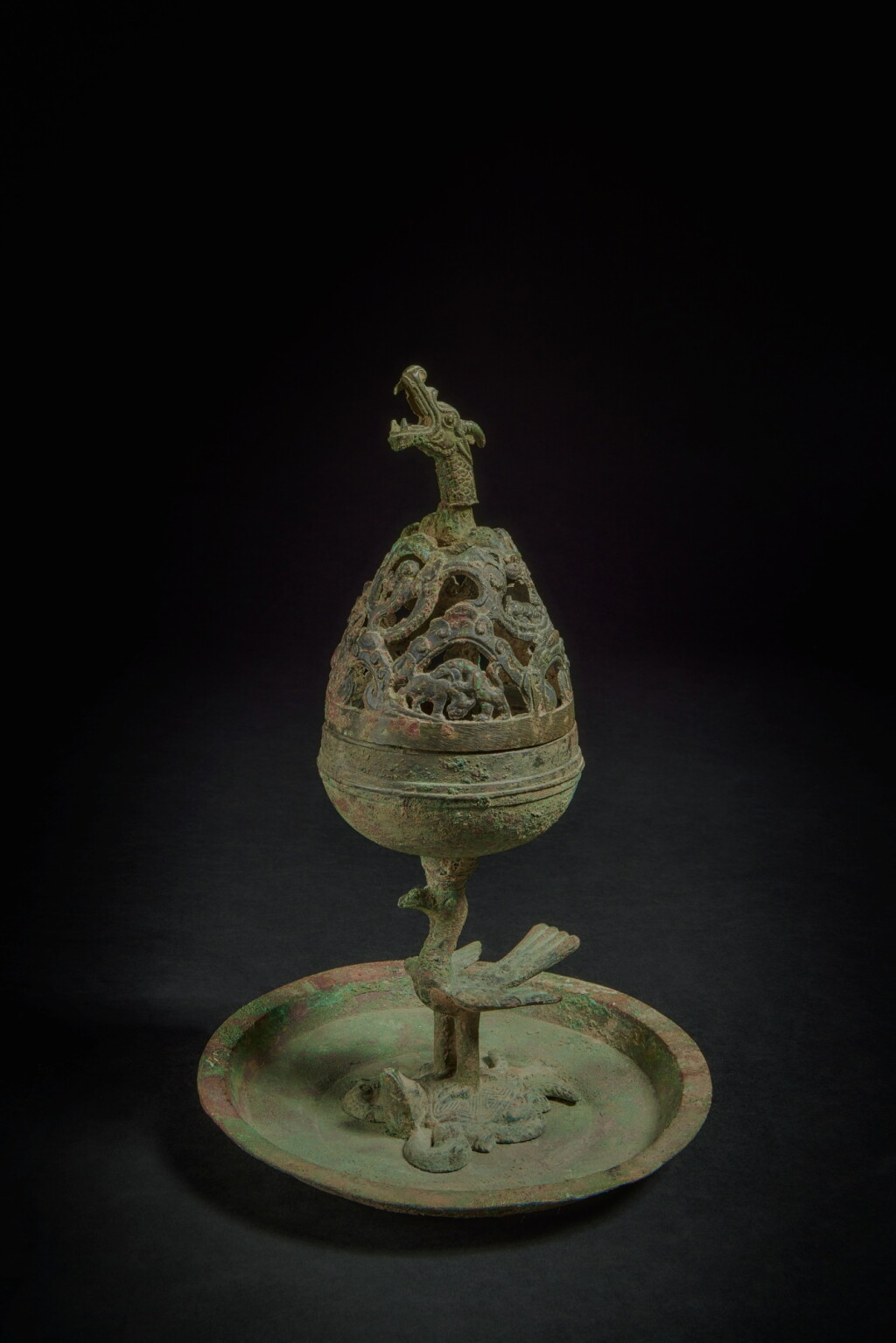 View full screen - View 1 of Lot 148. An archaic bronze ‘mythical beasts' censer and cover (Boshanlu), Western Han dynasty.