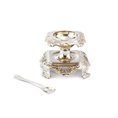 View full screen - View 1 of Lot 80. A Dutch parcel-gilt silver salt-cellar, Siebren Sonnema, Harlingen, 1733 | Salière en argent et vermeil par Siebren Sonnema, Harlingen, 1733.