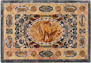 View full screen - View 1 of Lot 16. AN ITALIAN PIETRE TENERE AND PIETRA DURA TABLE TOP, ROME EARLY 17TH CENTURY.