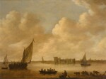 A view of Rupelmonde Castle on the Scheldt, with boats in the foreground
