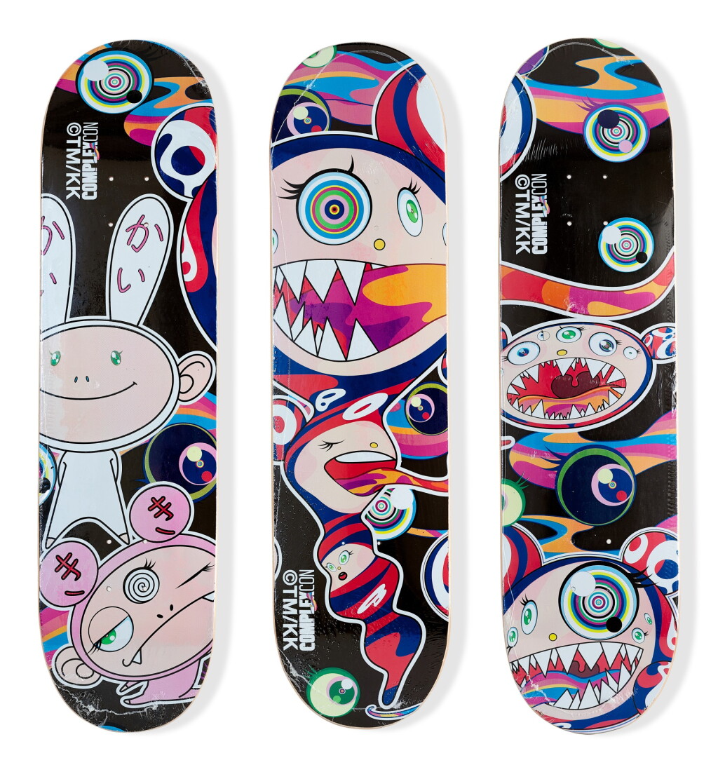 View full screen - View 1 of Lot 115. 2016 Complexcon Mr Dob & Kaikai Kiki Skateboard (Set of Three) | 2016 Complexcon Mr Dob & Kaikai Kiki 滑板.