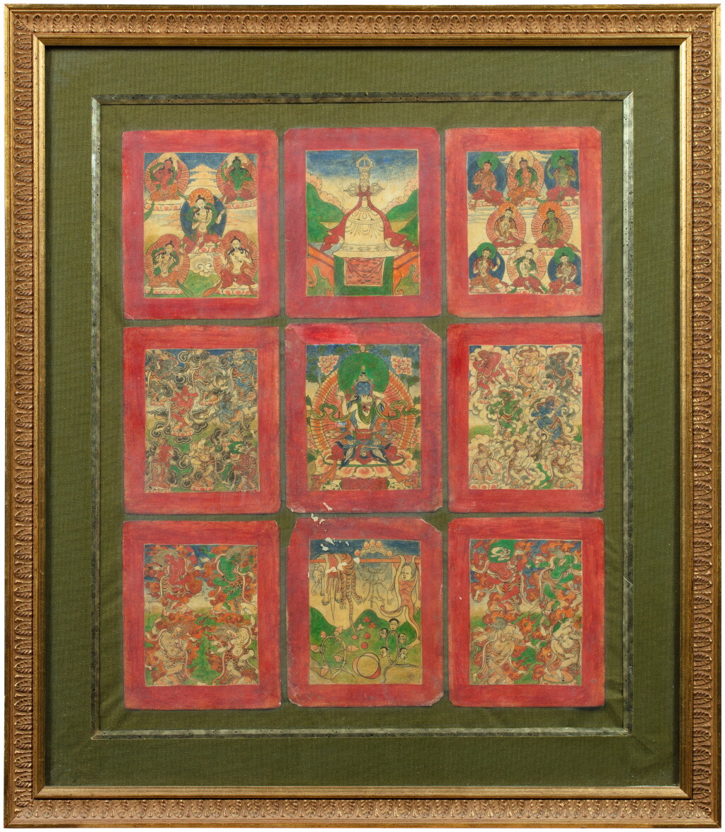 View full screen - View 1 of Lot 183. A group of sixteen Tsakli Tibet, 19th-20th century | 西藏 十九至二十世紀 佛卡一組十六幀 設色紙本.