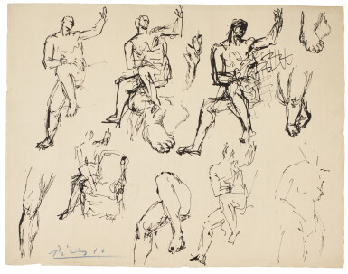 View full screen - View 1 of Lot 278. Huit Études d'homme.