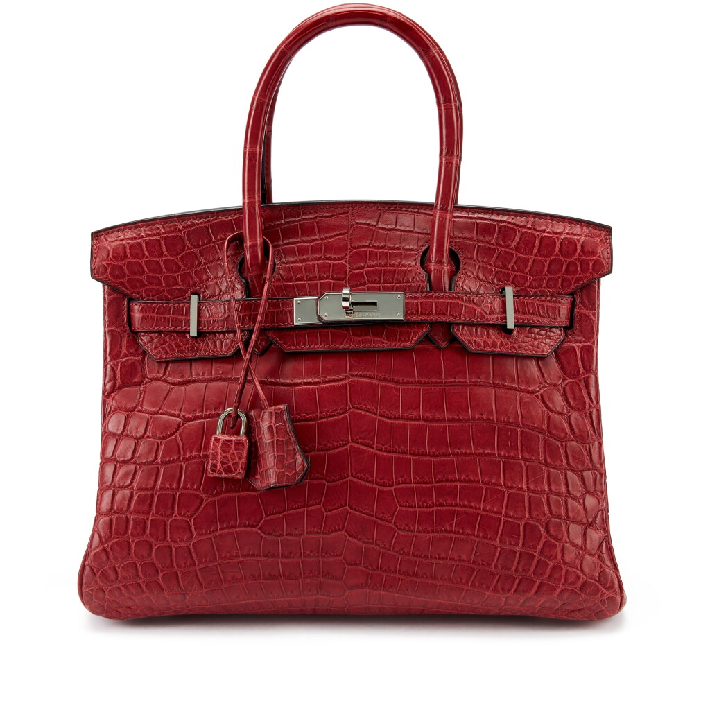 View full screen - View 1 of Lot 1073. Rouge H Matte Niloticus Crocodile Birkin 30 Palladium Hardware, 2001.