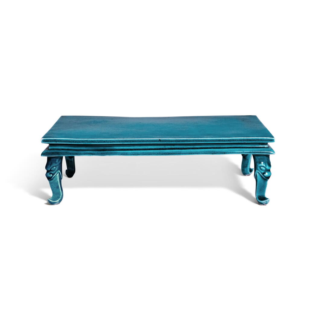 View full screen - View 1 of Lot 1006. A small turquoise-glazed stand, Qing dynasty, Kangxi period | 清康熙 孔雀綠釉小座.