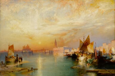 View full screen - View 1 of Lot 27. Sunset Santa Maria and the Ducal Palace, Venice.