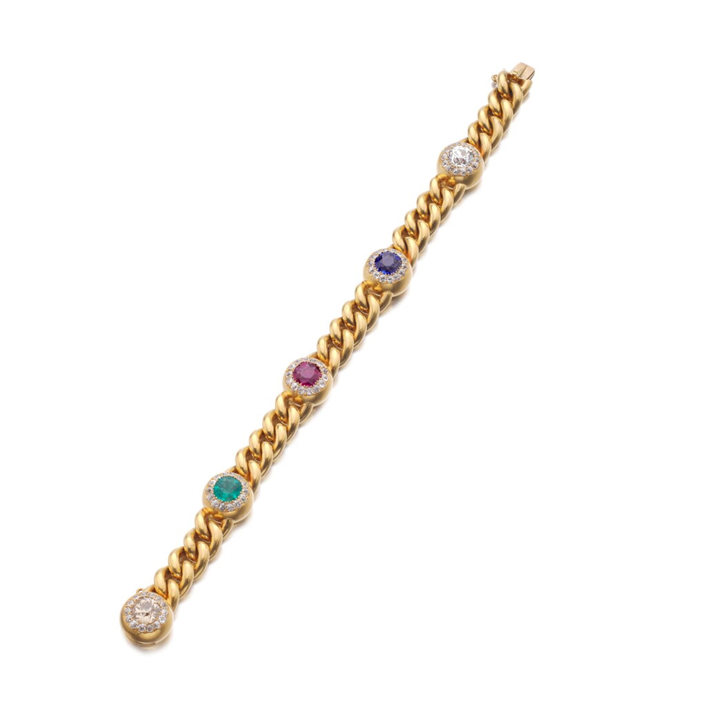 View full screen - View 1 of Lot 1054. Gem set and diamond bracelet.