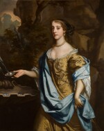 Portrait of a lady by a fountain